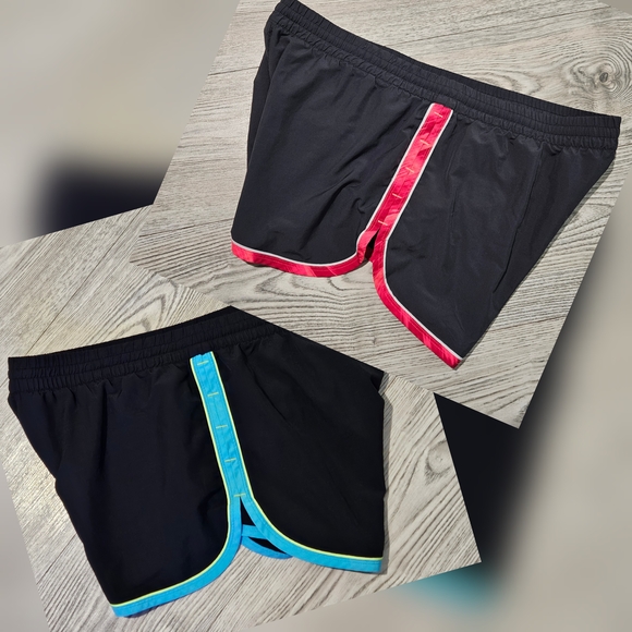 Under Armour Women's Black Shorts with Pink and Blue Trim - Picture 7 of 9